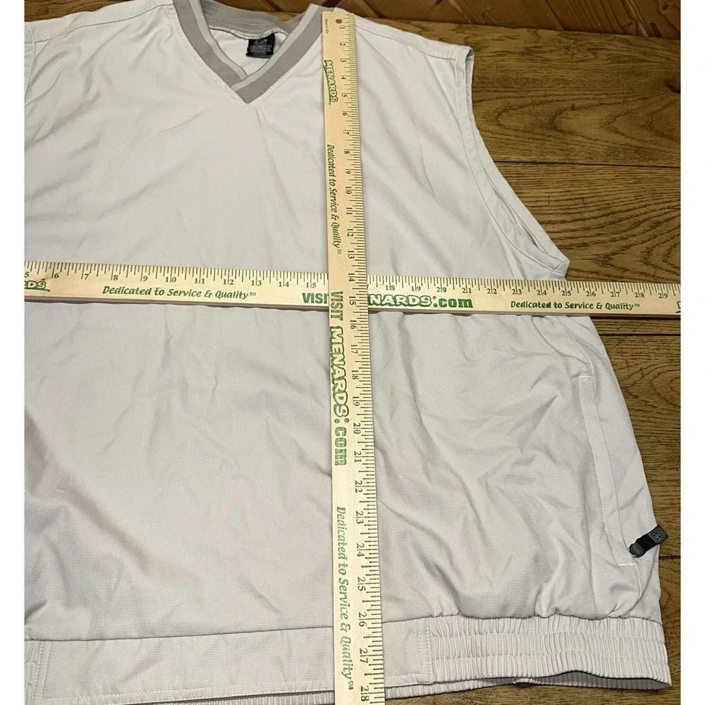 Nike‎ Golf Beige Pullover Vest Nylon Windbreaker Zip Up Pockets Men's XXL 2XL